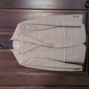 Slim Fit Egara Mens Suit 38R Light Grey with Pink Striping 34 x 32 Pants